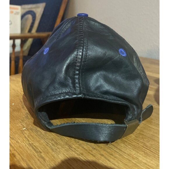 Rusty Wallace 2  Miller Lite Racing Leather Hat Adjustable Mens Cap Black Blue - Picture 3 of 6